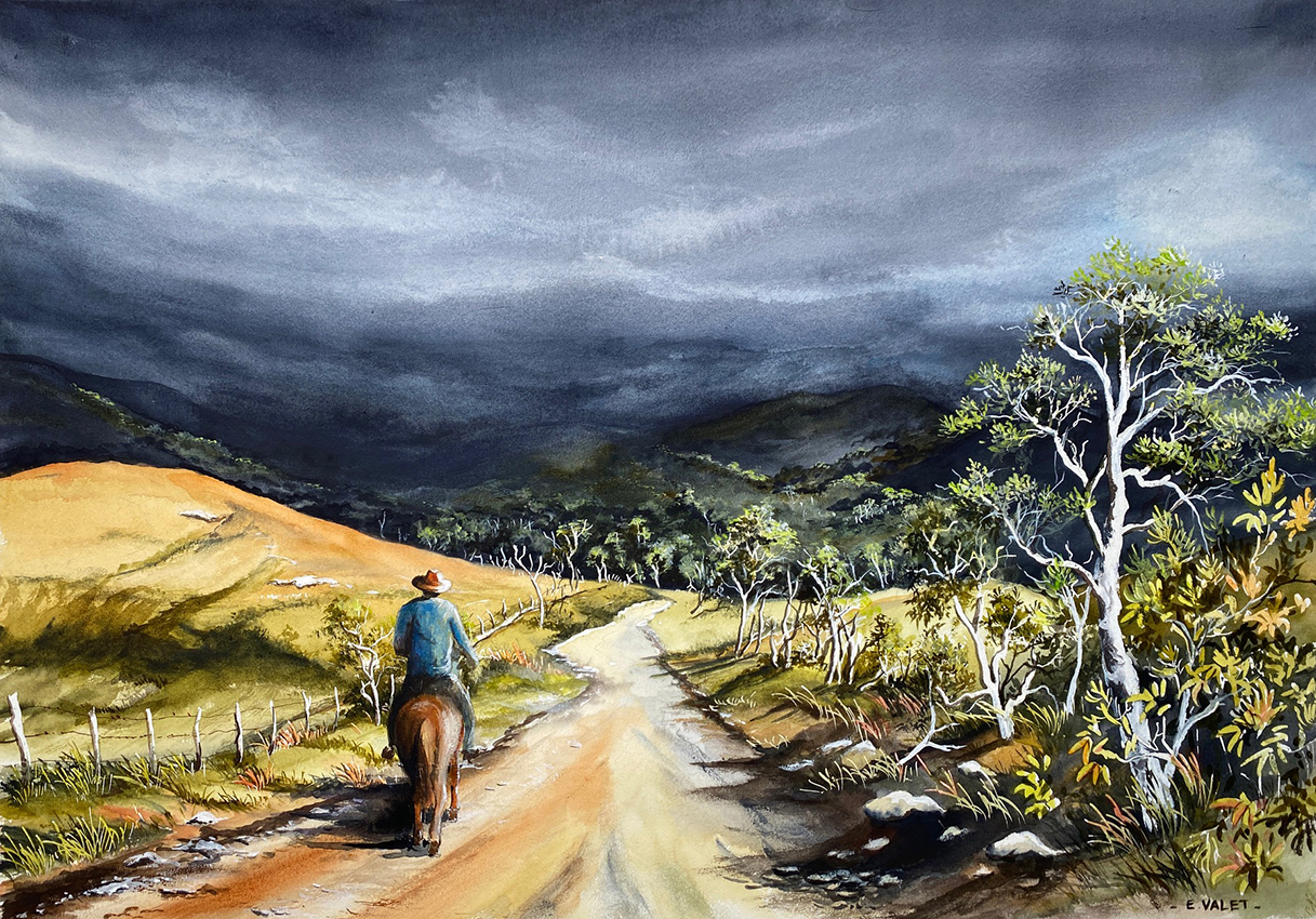 aquarelle sur papier-bers Amos ( Eric VALET(vendu) )