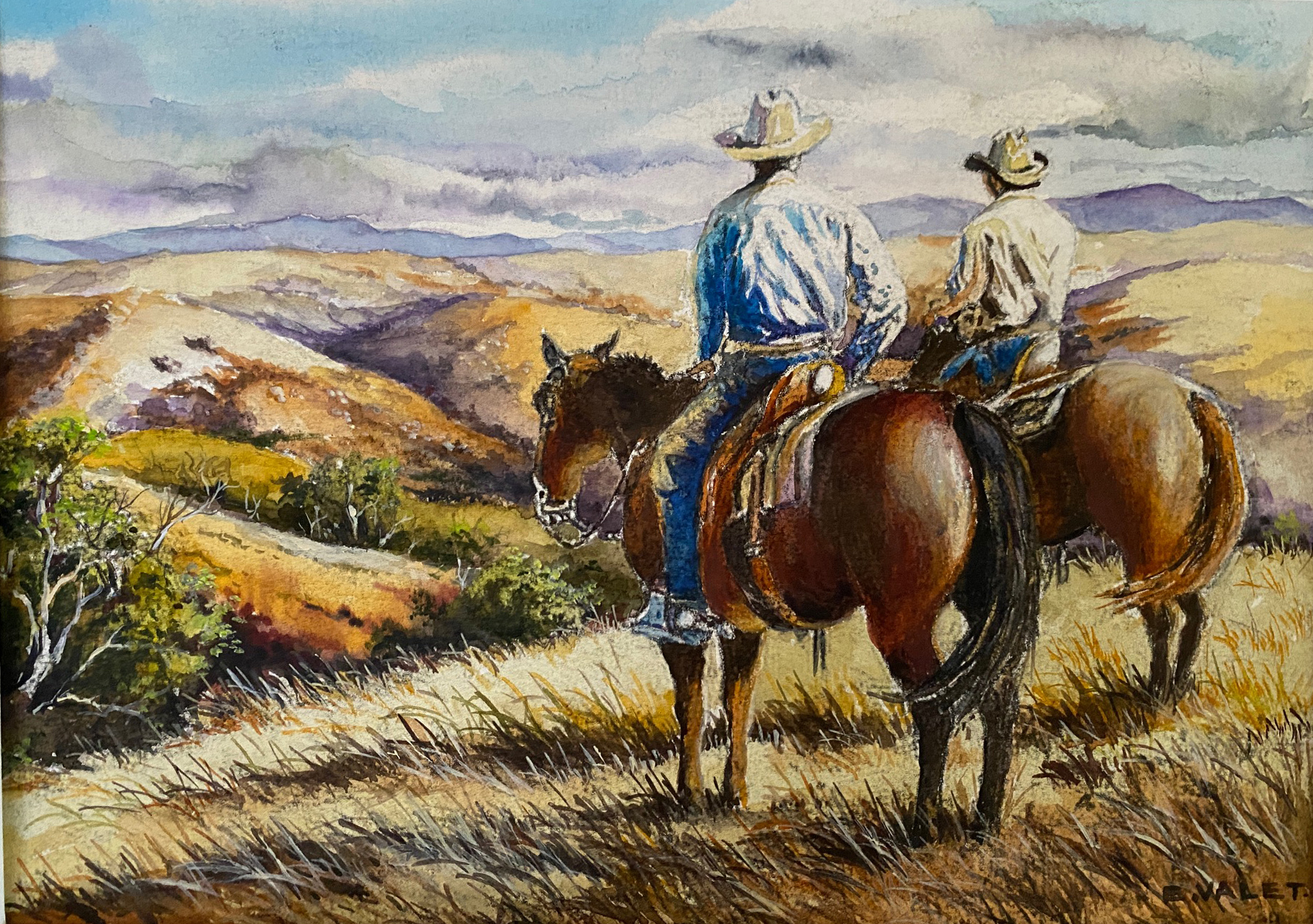 Eric VALET-sur la crête ( aquarelle sur papier )