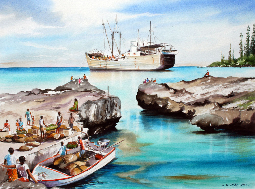 aquarelle-Chargement de La MONIQUE ( Eric VALET )