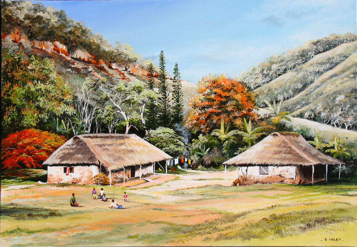 huile sur toile-Tribu isolée ( Eric VALET(vendu) )