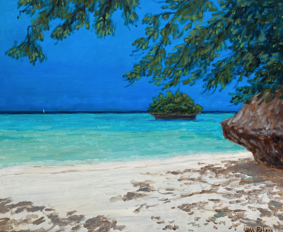 Huile sur toile-Lifou ( Yann REBECQ )