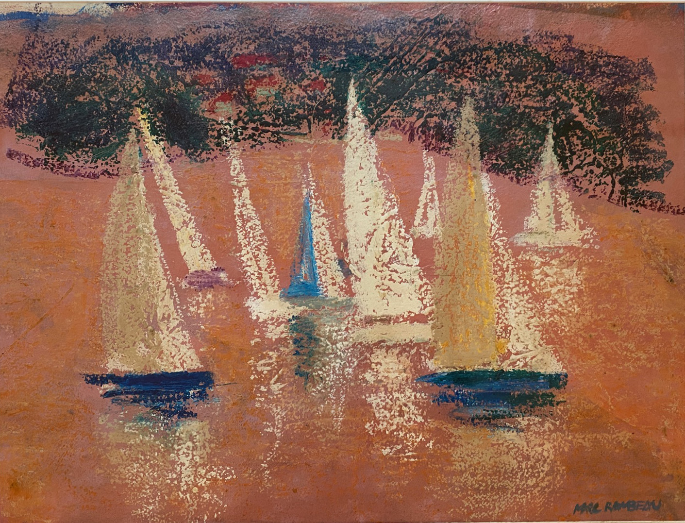 Stick à huile sur papier colombe ( Marc RAMBEAU )